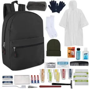 Warm Essential 34-Piece Homeless Care Hygiene Kit with Backpack, Poncho, Socks