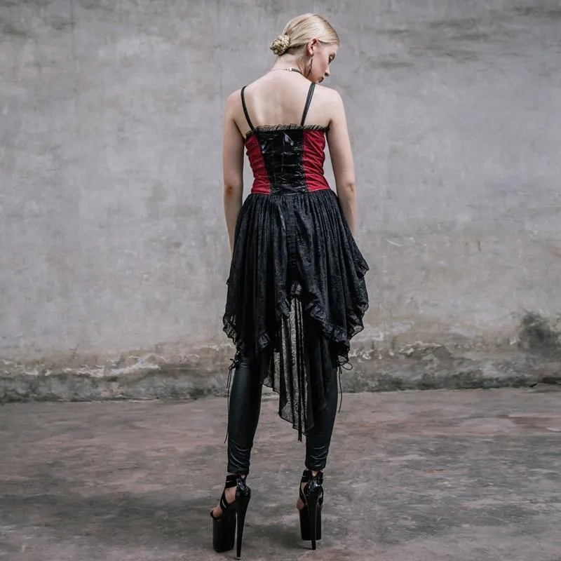 Women's Basque Style Punk Dress With Lace trimmings