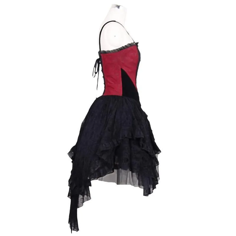 Women's Basque Style Punk Dress With Lace trimmings