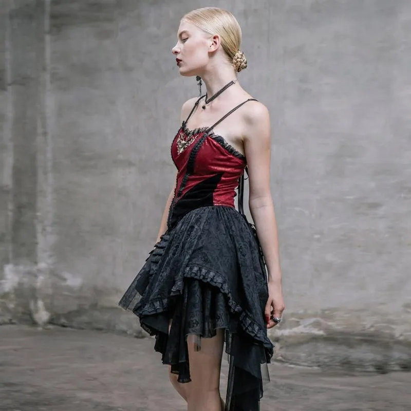 Women's Basque Style Punk Dress With Lace trimmings