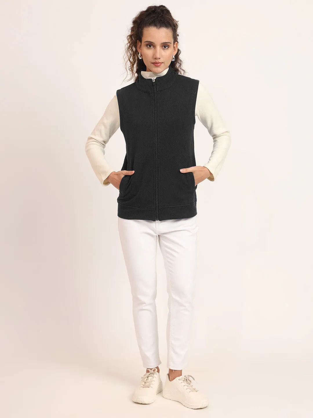 Women's Casual Solid Cotton Bomber Jacket with Mock Collar | Charmgal