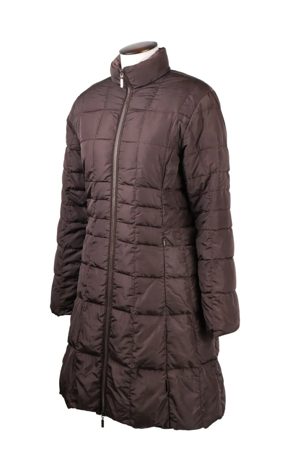Women's Vintage MONCLER Brown Nylon Quilted Puffer Down Coat Long Jacket Size 3