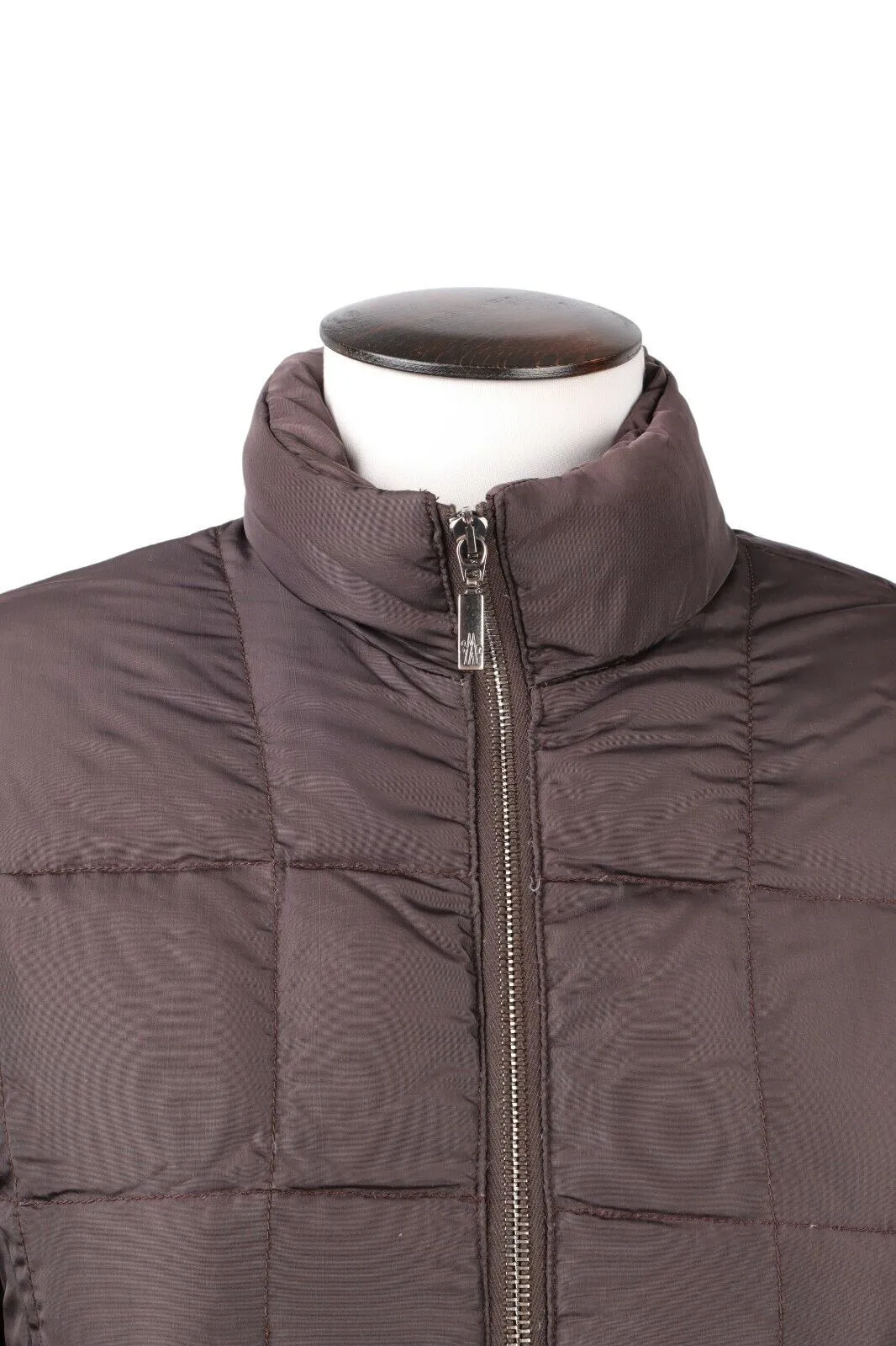Women's Vintage MONCLER Brown Nylon Quilted Puffer Down Coat Long Jacket Size 3
