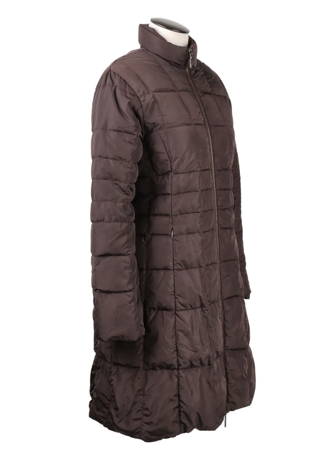 Women's Vintage MONCLER Brown Nylon Quilted Puffer Down Coat Long Jacket Size 3