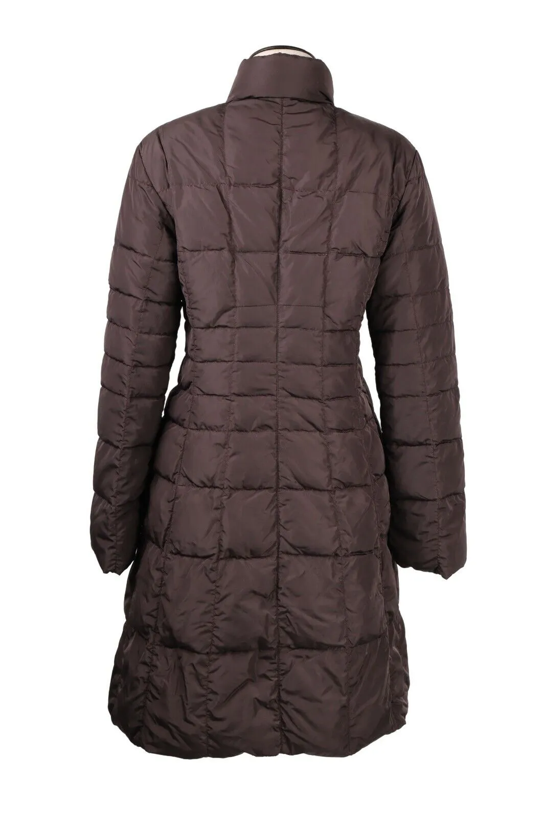 Women's Vintage MONCLER Brown Nylon Quilted Puffer Down Coat Long Jacket Size 3