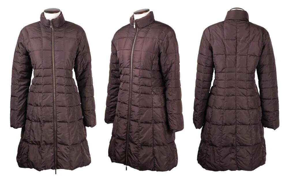 Women's Vintage MONCLER Brown Nylon Quilted Puffer Down Coat Long Jacket Size 3