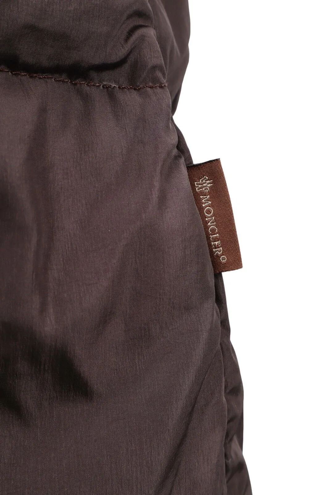 Women's Vintage MONCLER Brown Nylon Quilted Puffer Down Coat Long Jacket Size 3