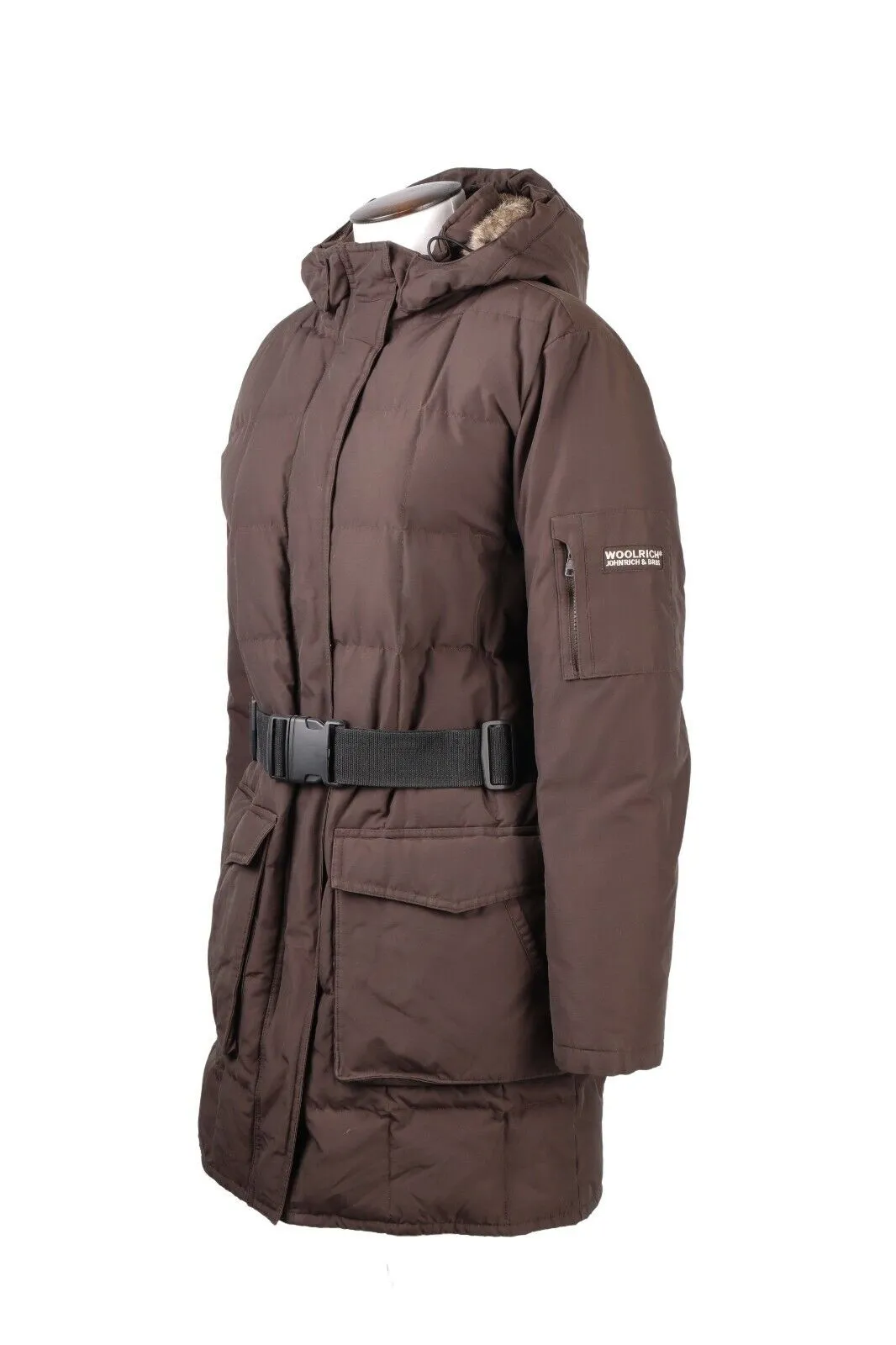 Women's WOOLRICH Brown Nylon Quilted Puffer Down Coat Long Jacket Size M