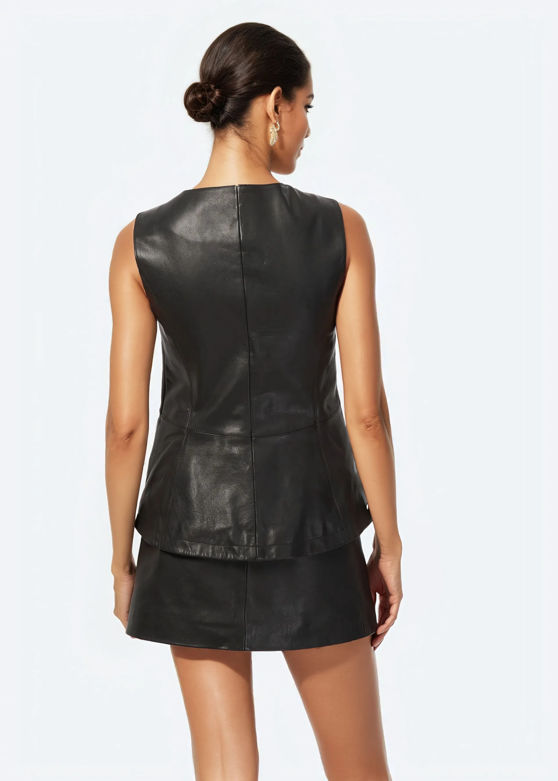 Yelan Genuine Leather Vest Black